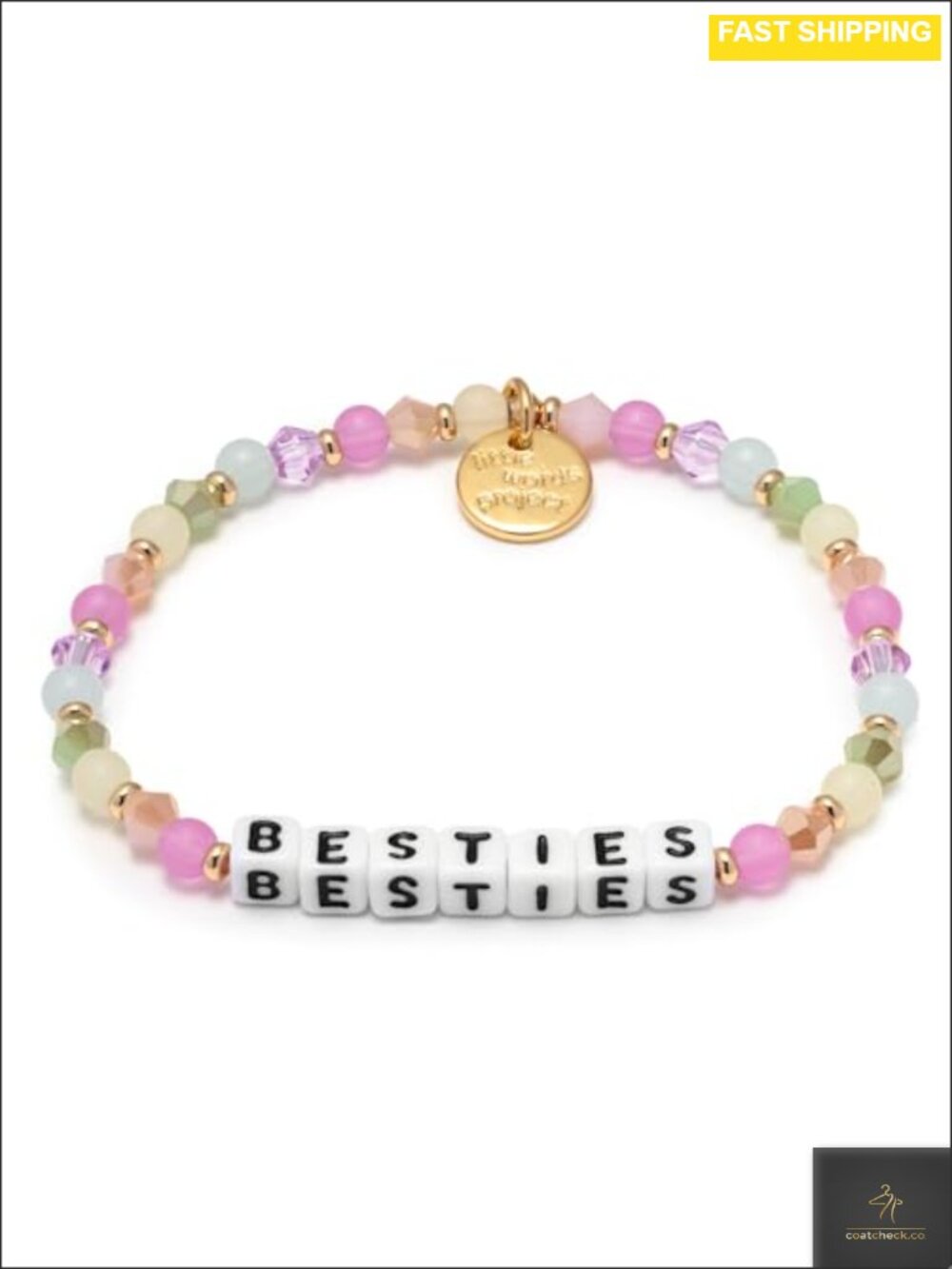 Gold Plated Brass Beaded Stretch Bracelet Besties Friendship Gift